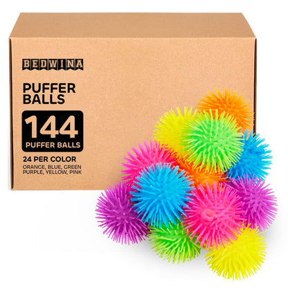 Bedwina Puffer Balls (Pack of 144) - Squishy Balls for Kids Neon Party Favors Sensory, Stress Relief & Therapy Toys for Kids, Boys & Girls Goodie Bag Stuffers, Prizes & Party Supplies in Bulk