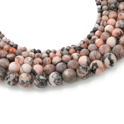 Zenkeeper 108 Pcs Pink Zebra Beads for Jewelry Making 8 MM Pink Zebra Gemstones Loose Stone Beads