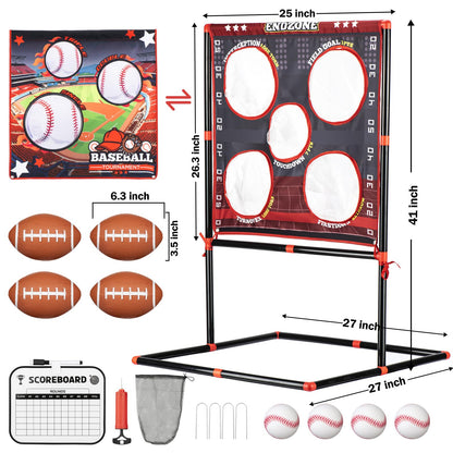 VROGTIK 2-in-1 Football & Baseball Toss Game for Kids Ages 3-8 - Outdoor Garden Toy for Backyard, Beach & Camping, Family Party Fun Sports Toy