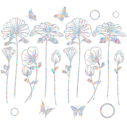 10 Flower Window Decals - Anti-Collision Stickers to Save Birds, Reusable Vinyl Rainbow Stickers