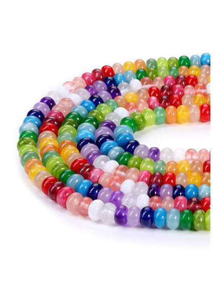 Jovivi 5x8mm Mulitcolor Natural Rondelle Stone Beads,Polished Semi Precious Gemstone Abacus Beads,Genuine Real Healing Crystals Bead for Bracelet Necklace Jewelry Making