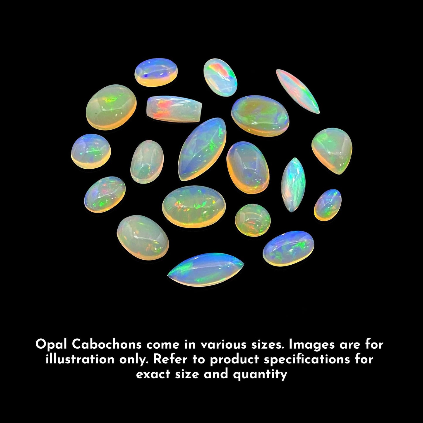 Natural 2 Cts Calibrated AAAA+ Ethiopian Opal Gemstones Cabochons Lot 4-6 MM Multi Fire Welo Opal Stones for Jewelry Making Supplies Healing Crystals Gems Loose Gemstones 7-10 Pcs