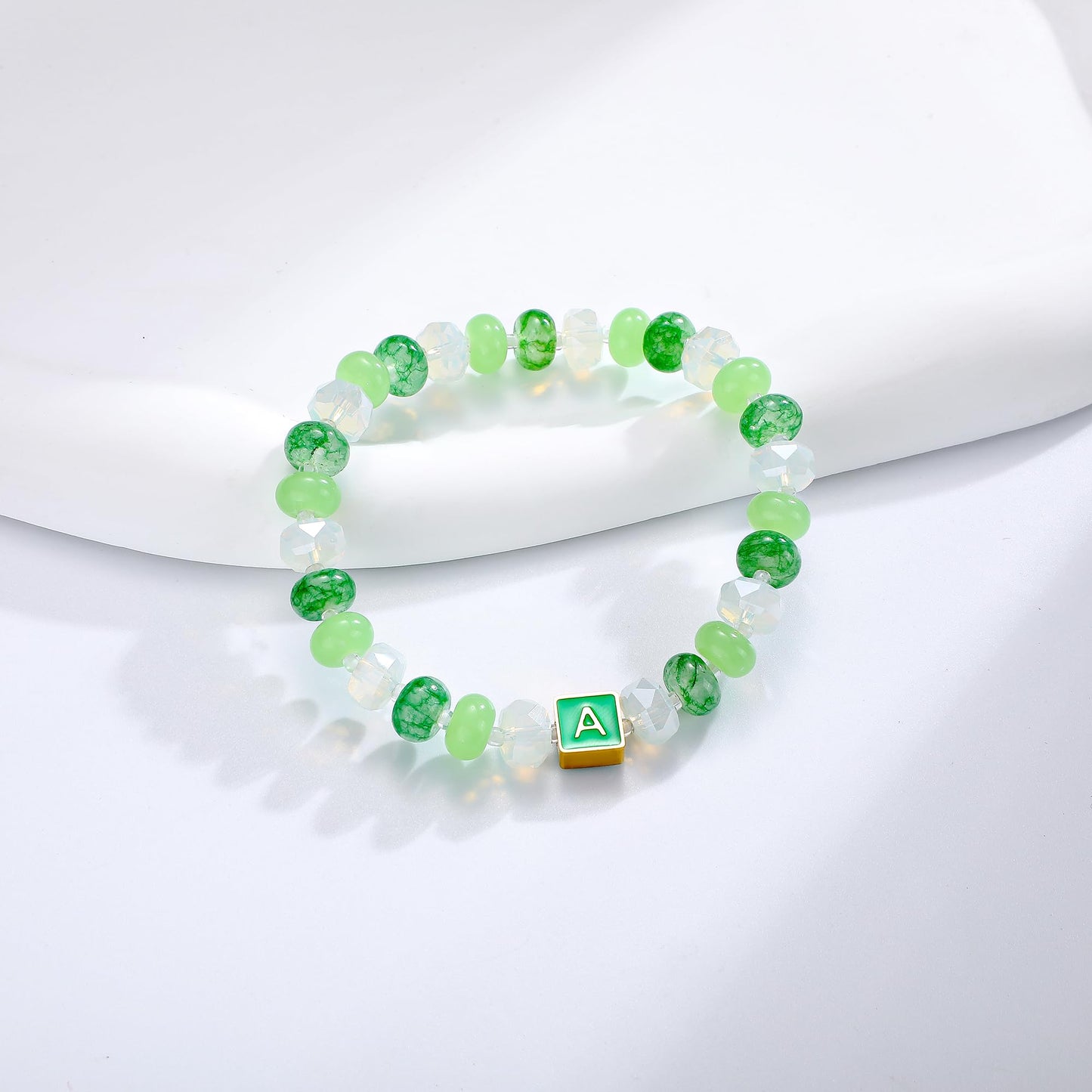 SLYAIH Colorful Beaded Initial Bracelets for Women Boho Crystal Beaded Elastic Stretch Bracelet A-Z Letter Bracelet Handmade Jewelry Gifts for Women