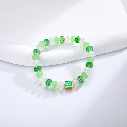 SLYAIH Colorful Beaded Initial Bracelets for Women Boho Crystal Beaded Elastic Stretch Bracelet A-Z Letter Bracelet Handmade Jewelry Gifts for Women