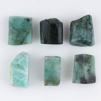 CRYSTALIS 6pcs Natural Emerald Loose Gemstone Wholesale Bulk Rough Jewelry Making Supply, Chakra & Healing Raw Stones, Wire Wrapping, DIY, Gem Collection, May Birthstone, Size : 13-16mm