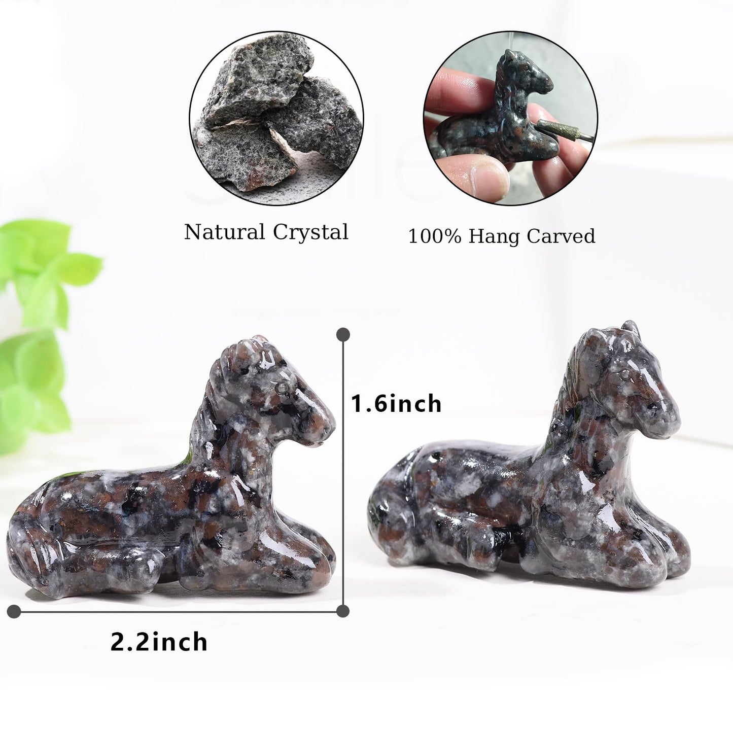 Ytbeoxk 2.2 Inch Flame Stone Horse Crystal Figurines,Hand-Carved Healing Crystals Decor, Horse Statues Stone Energy Gemstones,in Bedroom Office Meditation Memorial Gifts for Men and Women