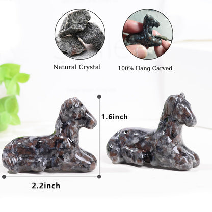 Ytbeoxk 2.2 Inch Flame Stone Horse Crystal Figurines,Hand-Carved Healing Crystals Decor, Horse Statues Stone Energy Gemstones,in Bedroom Office Meditation Memorial Gifts for Men and Women