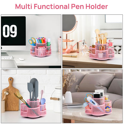 Topwey Pink Pen Holder for Desk, Rotating Pencil Holder, Cup Holder for Desk Office, Pen Organizer