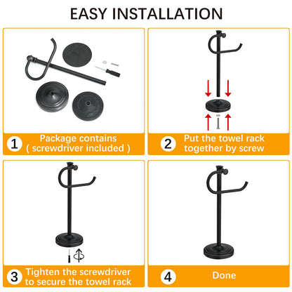 BESy 17 Inch Oil Rubbed Bronze Stand Towel Bar Hanger Hand Towel Bar Bathroom Vanity Countertop Towel Holder Free Standing Stainless Steel Towel Ring Hardware Accessories Towel Rack