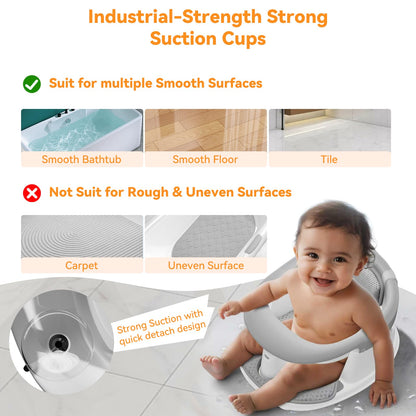 Baby Bath Seat for Babies 6 Months & Up - 360° Protection Bath Seats for Babies Sitting Up | Baby Bath Chair with Temperature Alert & Cushion | Toddler Bath Seat Newborn Infants Baby Bathtub Seat