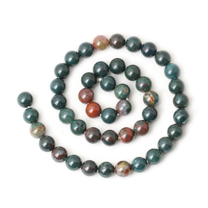 CHEAVIAN 45PCS 8mm Natural Indian Bloodstone Round Loose Beads for Jewelry Making DIY Bracelet Necklace Materials 1 Strand 15"