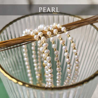 Morchic 3mm Fresh Water Pearl Natural Gemstone Beaded Bracelet for Women, Dainty Tiny Charm Jewelry, Adjustable 7.1-8.6", Ideal Birthday Holiday Gift