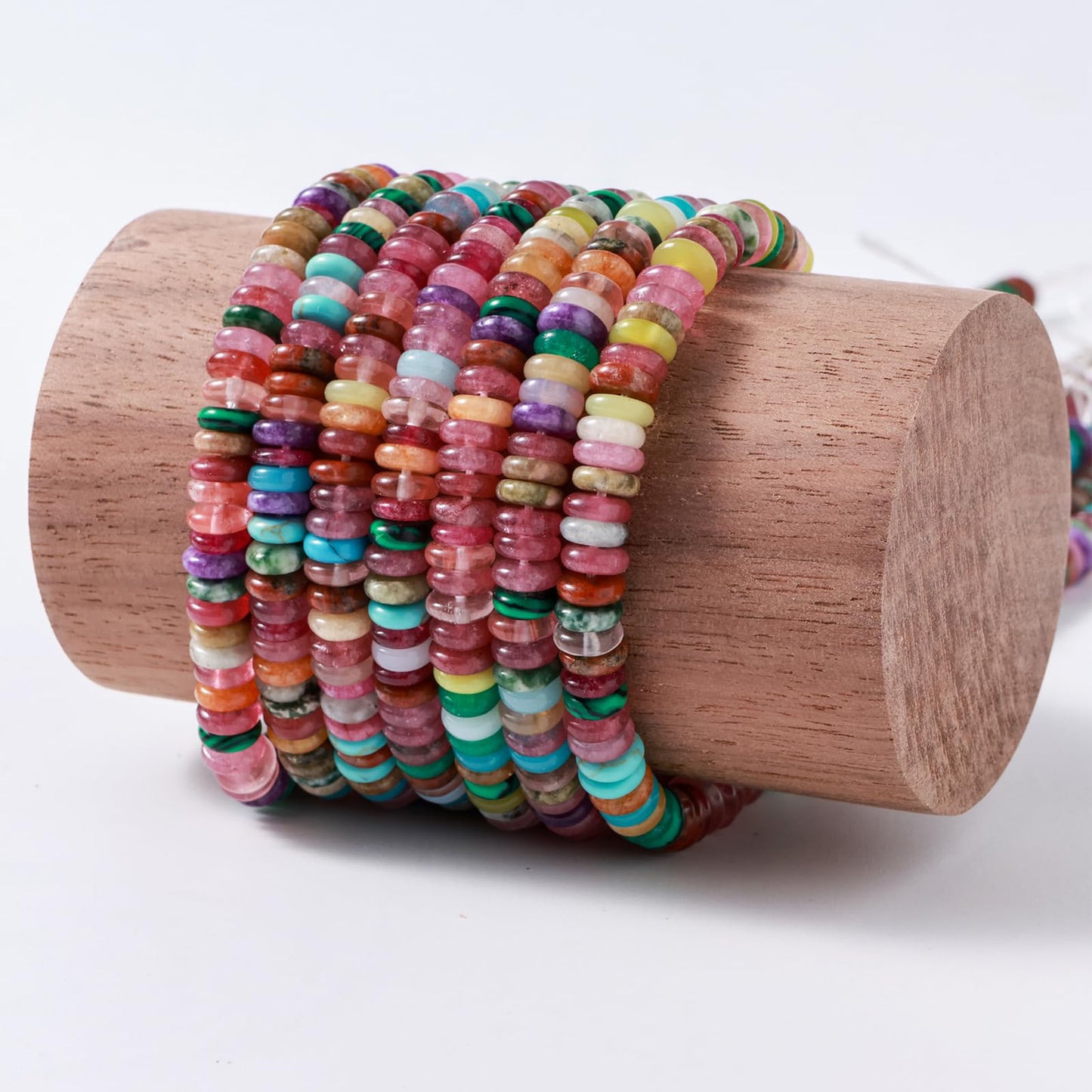Natural Dark Mix Colored Stone Disk Spacer Beads 6x2mm 38cm/str Flat Rondelle Loose Semi Gemstone Caps for Making Bracelets Necklace