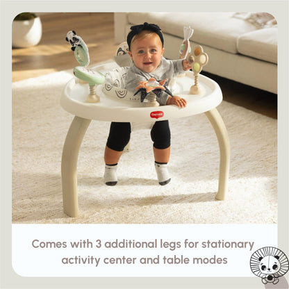 Tiny Love 4-in-1 Jump & Play Stationary Activity Center, Baby Jumper with Lights & Music, Developmental Toys, 360 Swivel Seat, Baby Activity Entertainer for 6 Months+, Black and White
