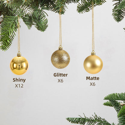24ct Silvery Christmas Ball - 1.18 Inch Shatterproof Christmas Tree Decoration Ornaments Hanging Ball for Xmas Tree, Holiday, Wedding, Party