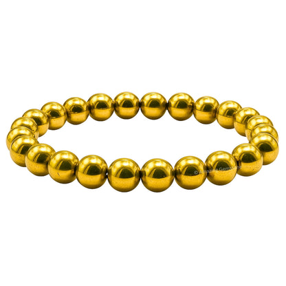 Amazing Gemstone Crystal Bracelet for Women Men's Gifts - Protection Healing Crystal Bracelet - 8mm Gemstone Beaded Stretchable Bracelet Pulseras Para Hombres Mujer Stocking Stuffers Mothers Day Gift (Golden Hematite)