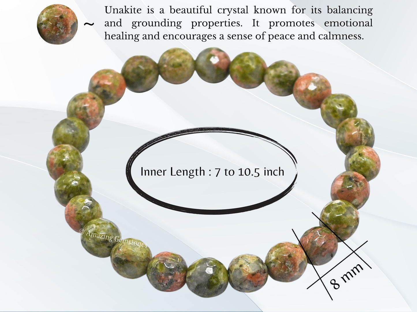 Amazing Gemstone Unakite Bracelet for Women - Chakra Mens Bracelet Protection Crystals and Healing Stones - Blessing Spiritual Meditation Stocking Stuffers (Faceted Beaded Bracelet)