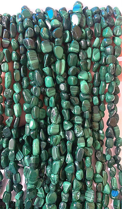 jodaying 6-8mm Natural Malachite Nuggets Oval Free Tumbled Pebble Semi Precious Gemstone Loose Stone Beads Approx 15.5 inch for DIY Jewelry Making
