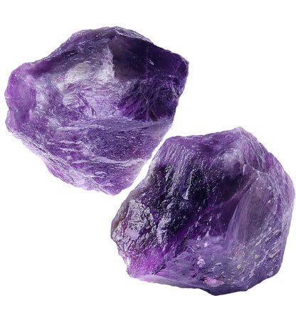 NUKAYAI 2Pcs Amethyst Crystal 1.8-2.2" Large Natural Stones Raw Healing Crystals Amethyst Crystal Rocks for Tumbling Purple Rough Polishing Fountain DIY Lapidary Cabbing Wire Wrapping Reiki Wicca Rock