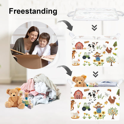 Clastyle Farm Animals Baby Laundry Hamper Leaf Kid Storage Basket Boy Girl Gift Toy Box Collapsible Clothes Organizer Nursery Bin for Bedroom,Sunflowers,40 * 30 * 30 cm