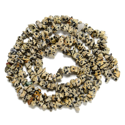 PLTbeads 7-8mm Natural Dalmatian Jasper Gemstone Chips Beads Healing Crystals Waist Bracelets Necklace Kit Irregular Stone DIY Crafts Design Jewelry Making