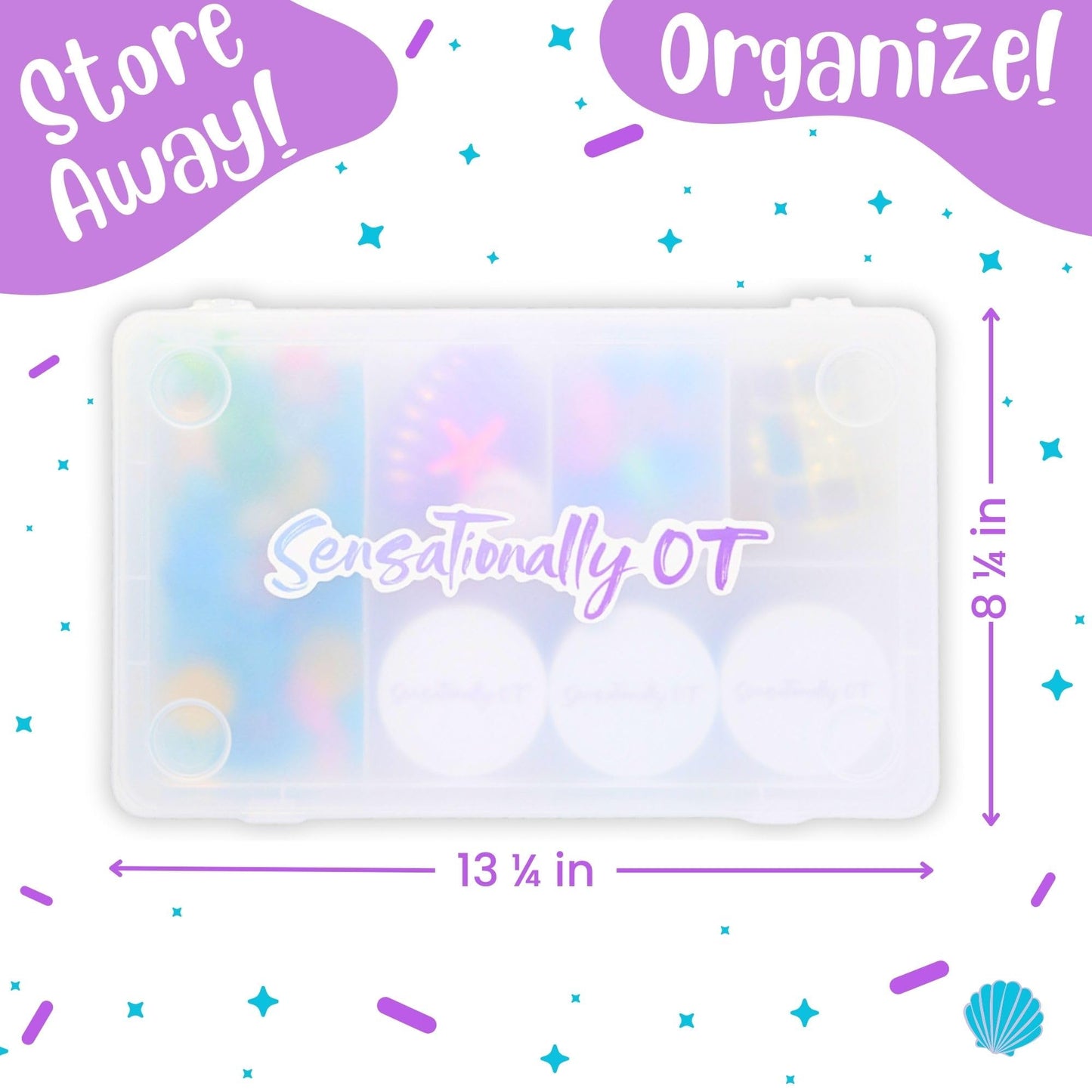 Sensationally OT Mermaid Sensory Dough Kit (3 Jars) Non-Toxic Dough with Cutters, Stampers, Coins, Pearls, Seahorses, Starfish, Treasure Box - Perfect Creative Play and Gift for Kids & Toddlers