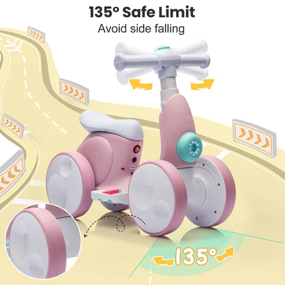 Electric Baby Balance Bike with Bubble Machine for 1 Year Old Boys Girls 4 in 1 Ride On Toys Toddler Balance Bike 12-48 Month Kids Bubble Bike First Birthday Gift with Powered Motor,Music,LED Lights