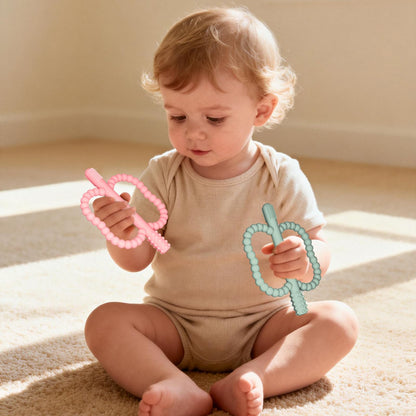 WALULAN 2 Pack Baby Silicone Teething Toys, Teething Sticks for Babies,Silicone teether Tubes for Baby Girl,BPA Free, Soothe Gums for 0-6 3-12 18-36 Months, Newborn Infants Toddler Sensory Chew Toys