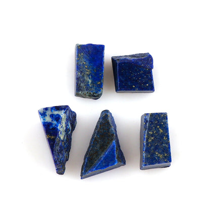 CRYSTALINES 5pcs Wholesale Natural Raw Lapis Lazuli Gemstone, Untreated Rough Stone, Bulk Loose Supplies, DIY Crafts, Jewelry Making, Chakra Healing Crystals, Birthstone Gem Collection, AAA Grade