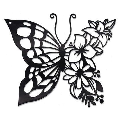 EZ4ENCE Butterfly Decoration Wall Art Boho Home Decor Hanging Appearance Metal Flower for Bedroom Living Room Wall,Black(Medium)