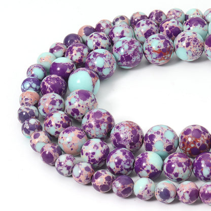 Siomia 45pcs 8mm Natural Purple Sea Sediment Jasper Gemstone Beads Energy Healing Crystal Round Loose Stone Beads for Jewelry Making, DIY Bracelets Necklaces