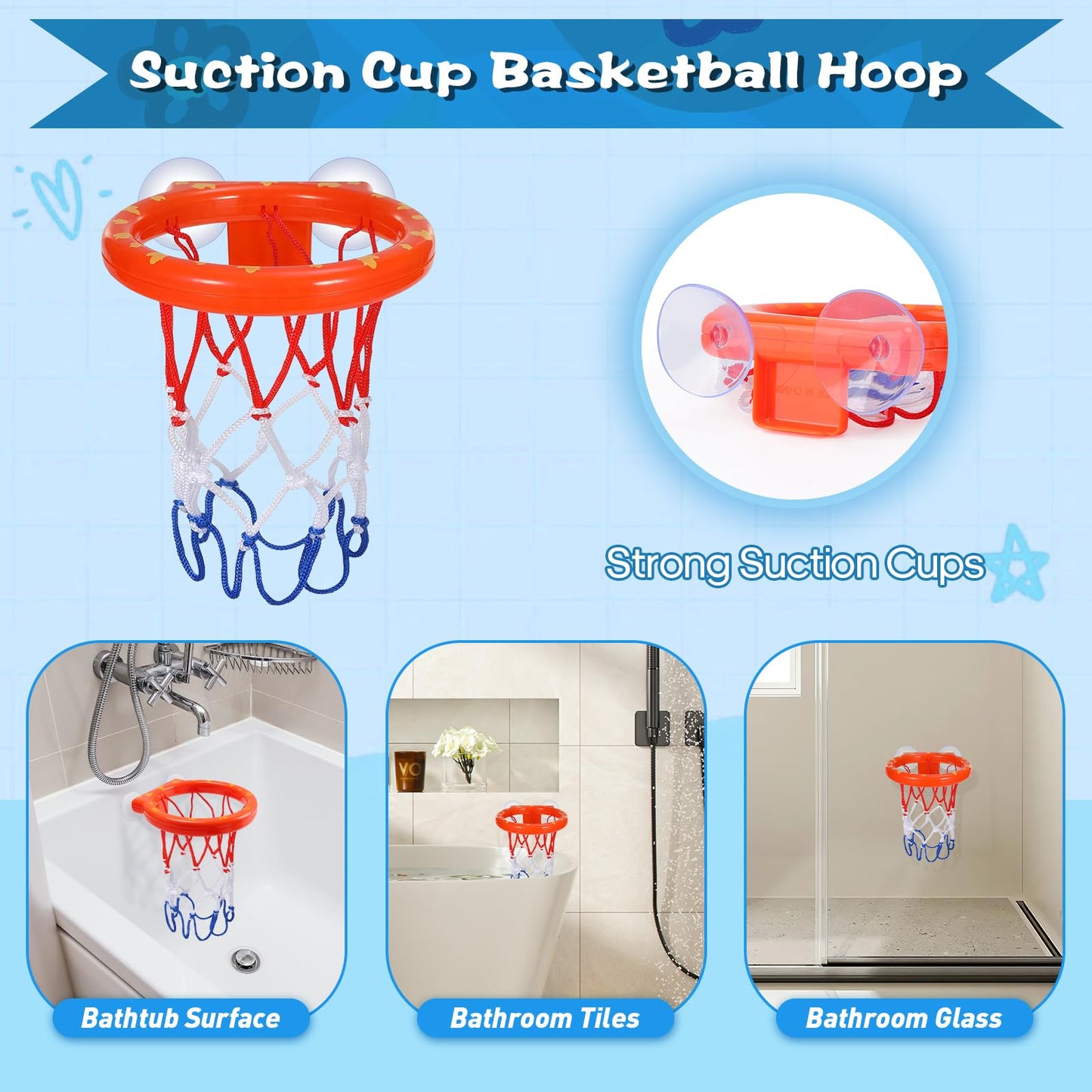 Light Up Bath Toys, Bathtub Basketball Hoop for Kids 1-3, Toddler Water-Activated Light Up Toys 6-12-18 Months, Sensory Toys for Tub Pool Swimming Shower, Baby Bathtub Gift for Boy Girl Birthday