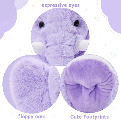 MorisMos Large Elephant Stuffed Animal, 19.6inch Soft Stuffed Elephant Plush Companion Gifts for Girls Boys, Purple