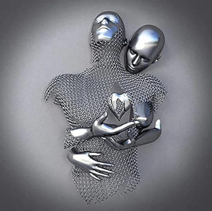 ZMURED 3D Wall Art Decor Artwork Figure Statue Modern Art Canvas Painting,Large Wall Art for Bathroom Bedroom Decoration (Hold Gray Heart)