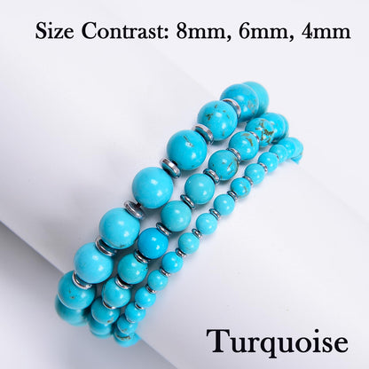 CHCCOYE 4mm Handmade Adjustable Natural Gemstone Crystal Bracelet Healing Power Energy Inspirational Gifts with Card for Unisex (Turquoise)