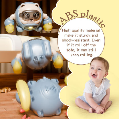 Rolling Baby Toy Crawling Toys, Baby Musical Toys 360° Rolling Bouncing Tummy Time Toys Bear Walking Moving Infants Toy, Learning Walking Toys Birthday for Toddler Boys & Girls