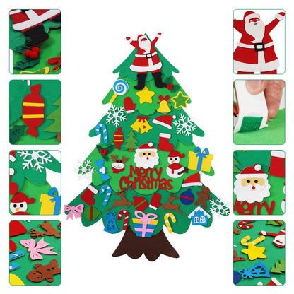 Srkmxzr Felt Christmas Tree for Toddlers, Felt Christmas Tree with Lights, 38Pcs DIY 3D Wall Hanging Christmas Trees for Toddler Baby Kid Child, Felt Craft Kits for Xmas Party Decor Gift