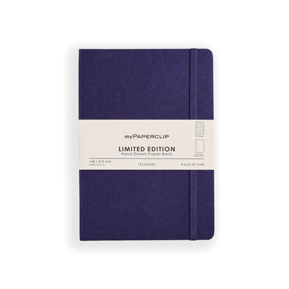myPAPERCLIP Limited Edition A5 Checks/Square Grid Notebook | 192 Pages, 100 GSM, Soft Cover, A5 (5.83 × 8.27 in) | Flat Lay | Bookmark & Elastic Closure | Aubergine