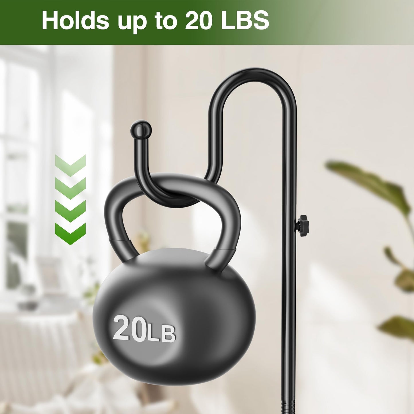 saffruff 74" Shepherds Hook Stand: Hanging Wind Chimes, Bird Feeders, Plants, Lanterns and Wreath, Adjustable Free Standing Pole Holder with Heavy Duty Base for Indoor & Outdoor, Holds Up to 20 LBS