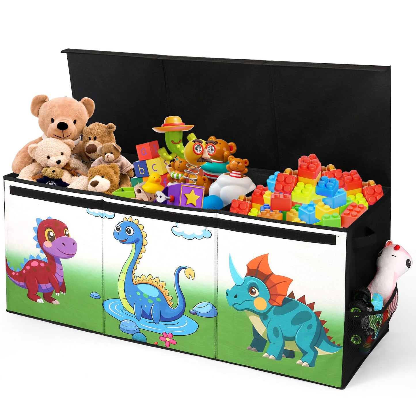 Dqoetort Extra Large Toy Box, Collapsible Storage Organizer with Lids, Sturdy Dinosaur Toy Chest for Boys Girls, 40"x14"x16" Kids Storage Bin Box Baskets for Living Room, Playroom, Bedroom, Nursery