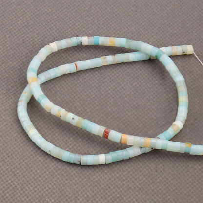 BONNY BOXX 150PCs Natural Amazonite Spacer Beads, Loose Semi Precious Flat Round Gemstone Heishi Disc Stone Beads for Beading Jewelry Making 4mm*2mm