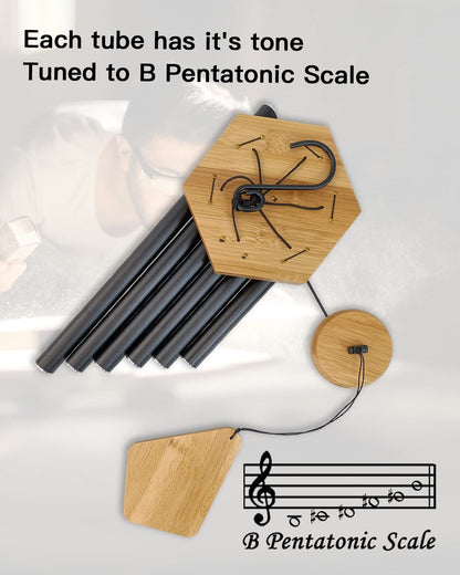 Wind Chimes 30 Inches Deep Tone Memorial Wind Chimes with Hook for Mother's Day/Housewarming/Christmas, Patio, Garden, Yard, Home Decor, Black