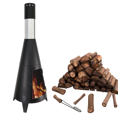 ptlsy 43inch Tall Chiminea Outdoor Fireplace Wood Burning for Backyard and Patio Wood Burning Rocket Fire Pit