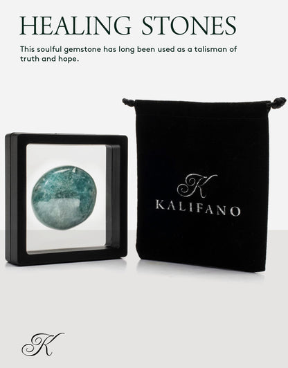 KALIFANO Palm Stone with Healing & Calming Effects - AAA+ Grade High Energy Worry Stone with Information Card - Reiki Crystal Used for Courage (Family Owned and Operated) (Amazonite)