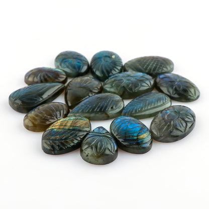 TGH Natural Labradorite Gemstones Carving Wholesale Cabochons Lot, Jewelry Making Loose Gemstone, Polished Gems, DIY, Wire Wrapping, Reiki, Wikka, Healing Crystals, Bulk Gemstone Deal, Pack Of 3