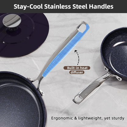 Nuwave Lux 13pc Forged Lightweight Cookware Set PFAS Free, Healthy G10 Duralon Ceramic Coating, Ultra Non-Stick, Stay-Cool Handles, Works on All Cooktops & Induction Ready