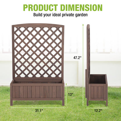 GUTINNEEN Planter Box with Trellis Outdoor Tall Flower Standing Vertical Lattice Frames for Climbing Plants Large Bottom Space for Patio Garden Flower Bed