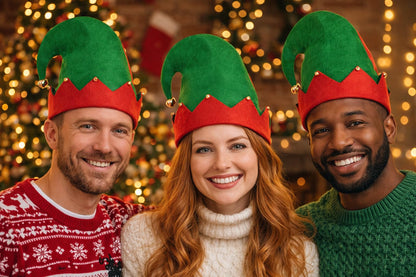 Moon Boat 3Pack Christmas Elf Felt Hats Holiday Costume Accessories for Adult Parties