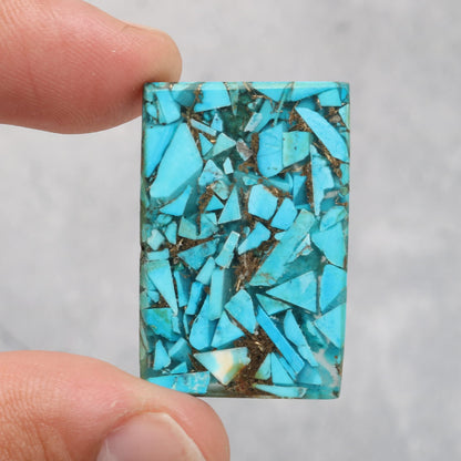 REAL-GEMS 35.3 Ct. Shiny Copper Turquoise Natural Emerald Cut Loose Gemstone For Jewelry
