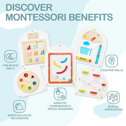 Monläurd® Cloud Montessori Busy Board, Sensory Board, Wooden Toys, Wall Toys, Boys and Girls 6M+